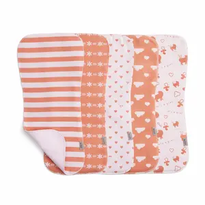 5 Pack Four-Layer Muslin Baby Burp Cloths – Soft Absorbent Feeding Bibs & Towels for Boys & Girls, Breathable Newborn Nursing Cloths for Spit-Up & Drool