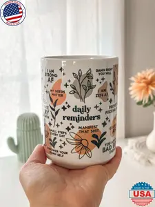 [Sale Up To 40% + Freeship] Mental Health mug Daily Affirmations Glass cup 15oz Daily affirmations mug gift for her best friend tumbler Mental health giftful mug
