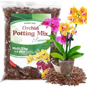 Orchid Potting Mix, Orchid Bark Potting Mixture of Pine Bark,Perlite & Coco Peat  Drainage and Ventilation,Ideal for Repotting and Growing Indoor  Dendrobiums,Phalaenopsis,1QT