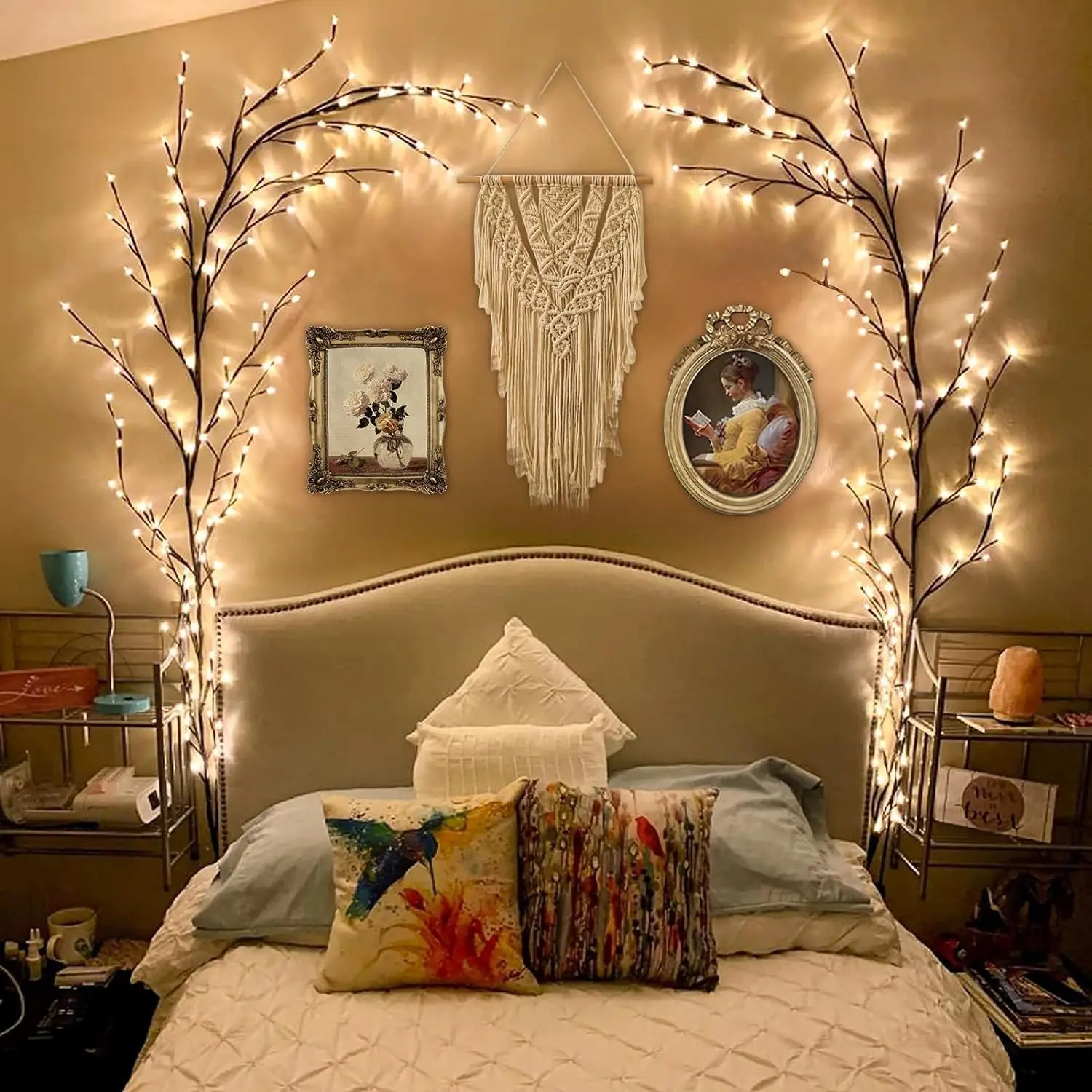 1pc 72-LED Bendable Willow Vine Lights, 6Ft Brown Flexible 8-Mode Artificial Tree Branches USB-Powered Led String Light, for Wedding Party Decor, Whimsy Room Decor, Indoors Decorations for Room Home Supplies