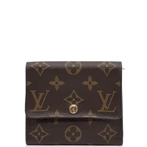 Pre-owned Louis Vuitton Leather small leather goods Compact Wallet Monogram Brown (dh010826b9)