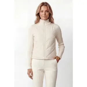 Chevron Puffer Front Knit Jacket