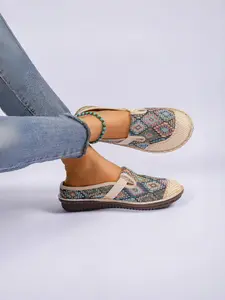 Women's Bohemian Open Toe Mules, Round Toe Anti-Slip Straw Sandals, Casual Slippers, Comfortable Summer Shoes