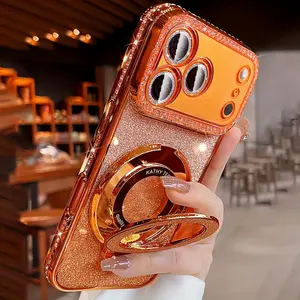 Phone Case AppliesiPhone 17 Pro Max Air 16 15 14 13 12 Pro Max Mini Mobile Phone Holder,Shiny Rhinestones,Fashion Stand,