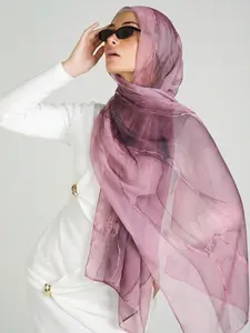 Elegant Tie-Dye Gradient Headscarf Hijab, Soft Comfortable Breathable Cotton Linen Long Scarf, Muslim Fashion Daily Cute, Ramadan Fashion