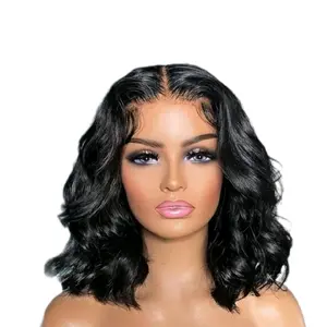 12A Double Drawn Body Wave Short Bob Human Hair 4x4 5x5 13x4 Lace Front Wig for Natural Look