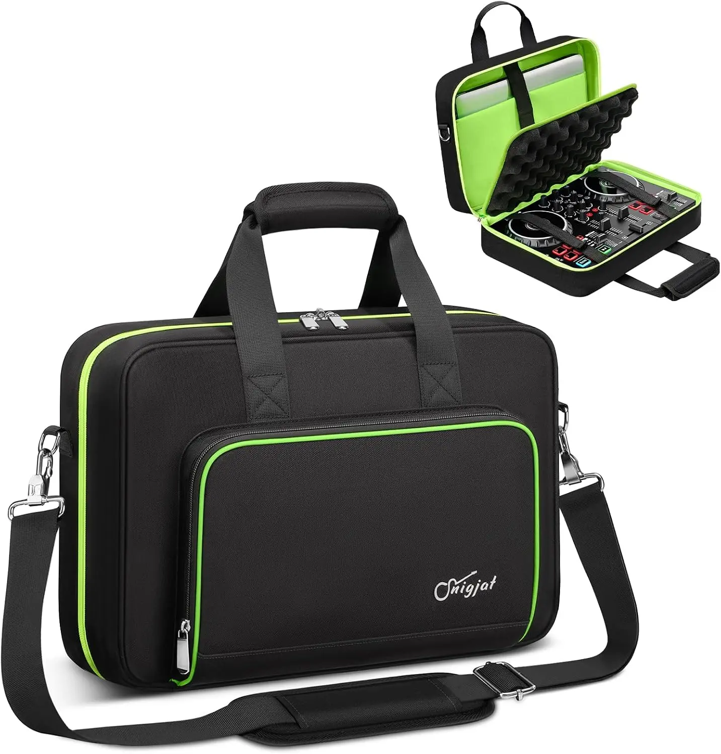 Compact Polyester Shell DJ Controller Carrying Case - Multi-Model Fit for Hercules Inpulse 200, Numark Party Mix II & Various Controllers, Padded Design with Accessory Pocket, Adjustable Shoulder Strap