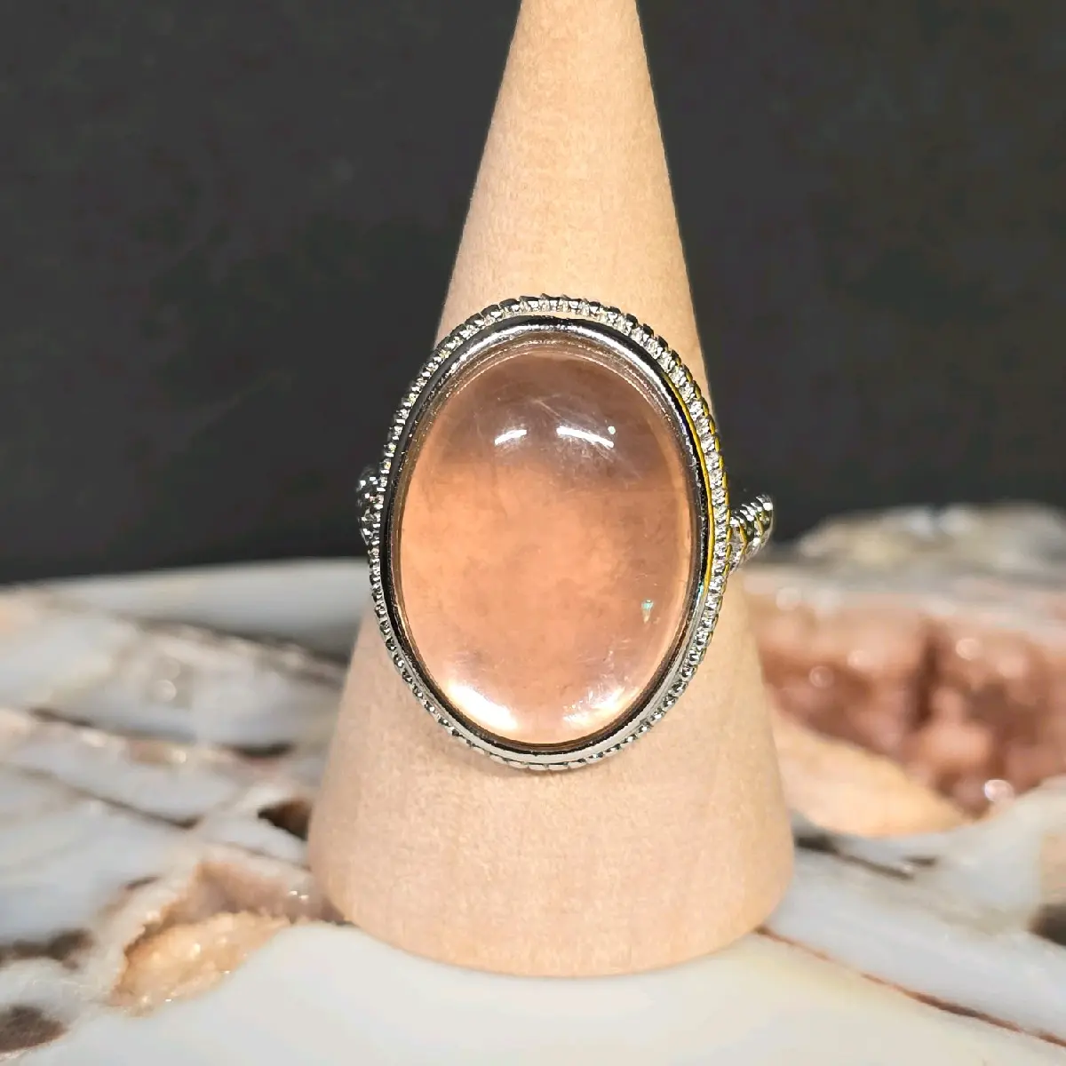 Pink Lepidolite Oval Ring