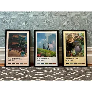 Studio Ghilbi Poster Set of 3, Spirited Away, Howls Moving Castle Poster, My Neighbor Totoro