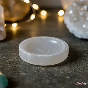 Natural Selenite Crystal Charging Plate Handcrafted Satin Spar Gemstone Charging Station Mineral Specimen Home Desk Decoration