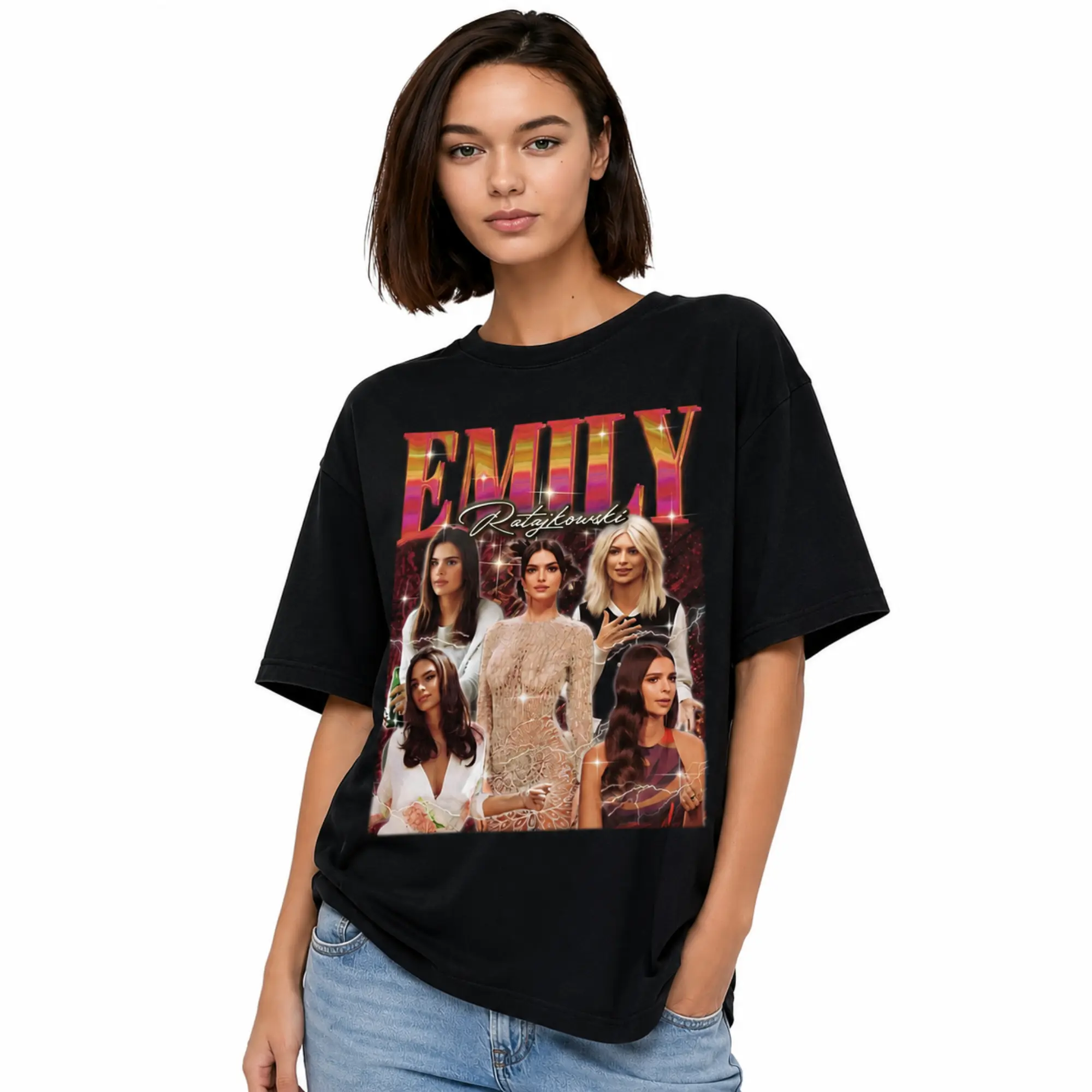 Emily Ratajkowski Vintage Shirt Retro Graphic Tee Unisex Cotton Fan Gift