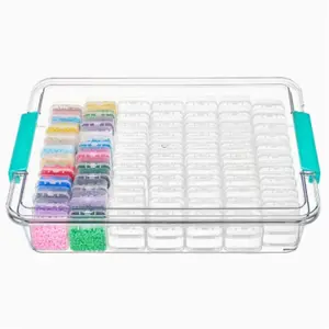 Transparent Storage Box with Lid, Includes Small Dividers, Bead DIY Accessories Organizer, Handmade Jewelry Beads Sorting Box