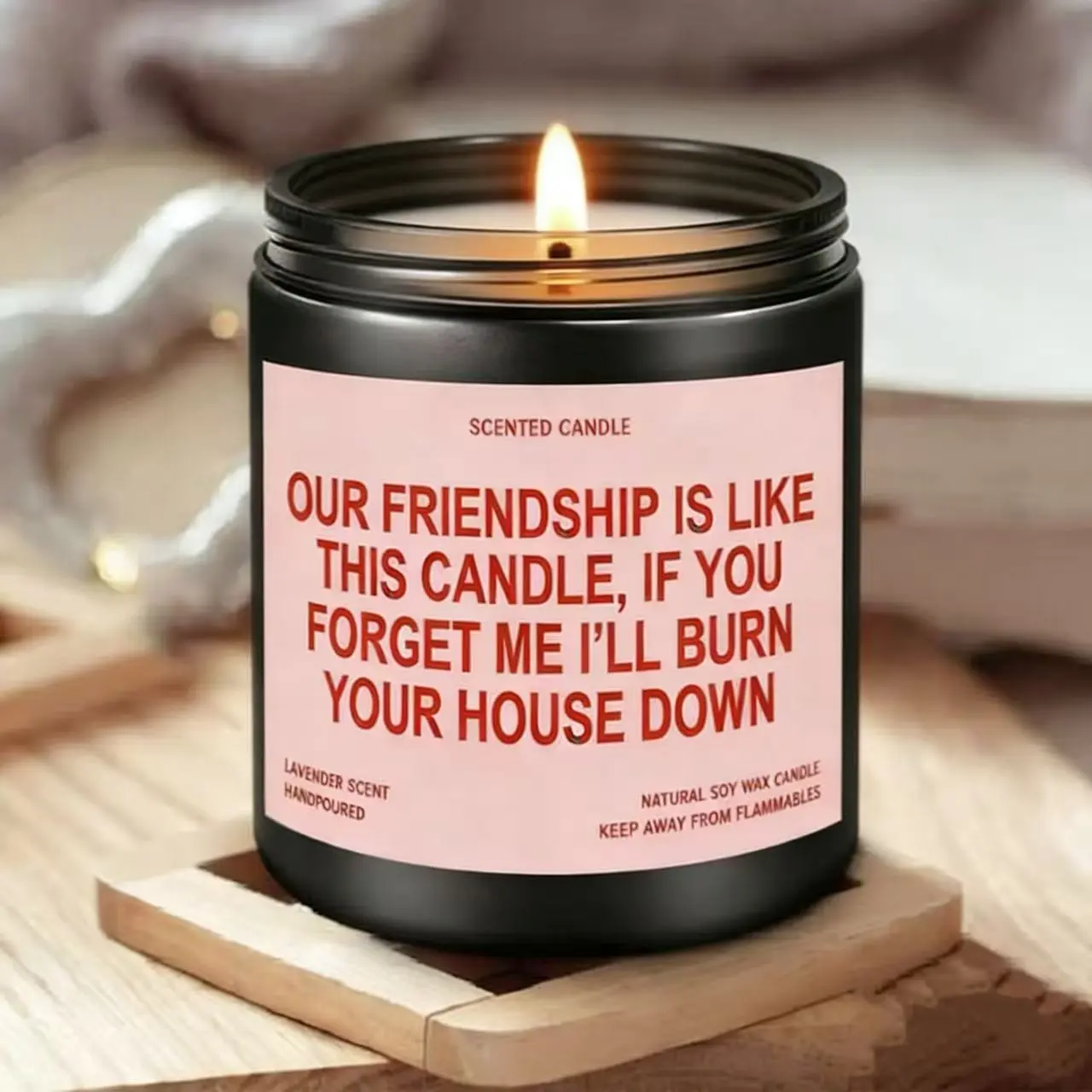 Unique Friendship Scented Lavender Candle Gift, Floral Candle, Perfect for Friends, Work Partners, Besties, Birthday, Graduation, Christmas Stocking, Room Decor, Decoration