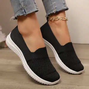 Women's Comfortable Fall Slip-On Casual Shoes Breathable Knit Soft Sole Cloth Shoes for Everyday Activities Cozy Pick