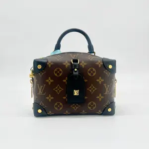 Pre-owned Louis Vuitton Monogram Shoulder Bags LV Petite Malle Souple Black/Gold Strap with Brown Canvas