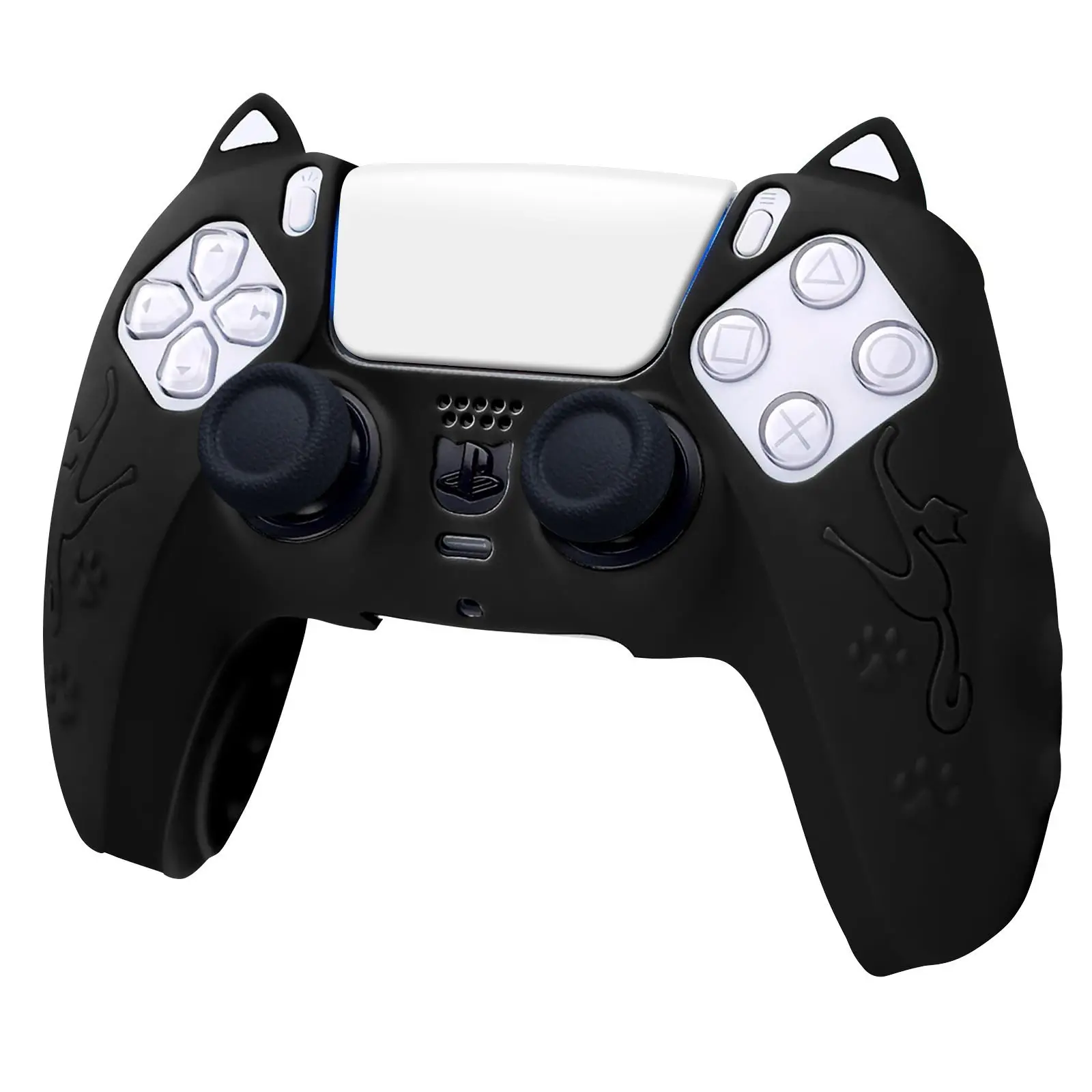 Cat Ear Silicone Protective Cover Skin for PS5 Controller, Anti-Slip Shockproof Soft Grip Shell Protector Case, Ergonomic Anti-Scratch Protective Skin for PlayStation 5 Game Controller, ps5 gear, father's day gift, Playstation Accessories