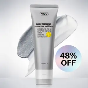 VGO Facial Cleanser of Double Care and Effets 50g All types of skins Cleanse and moisturize Cleansing Skincare Gentle Charcoal Coconut Daily Foam Hydrating Comfort Moisturizer-A