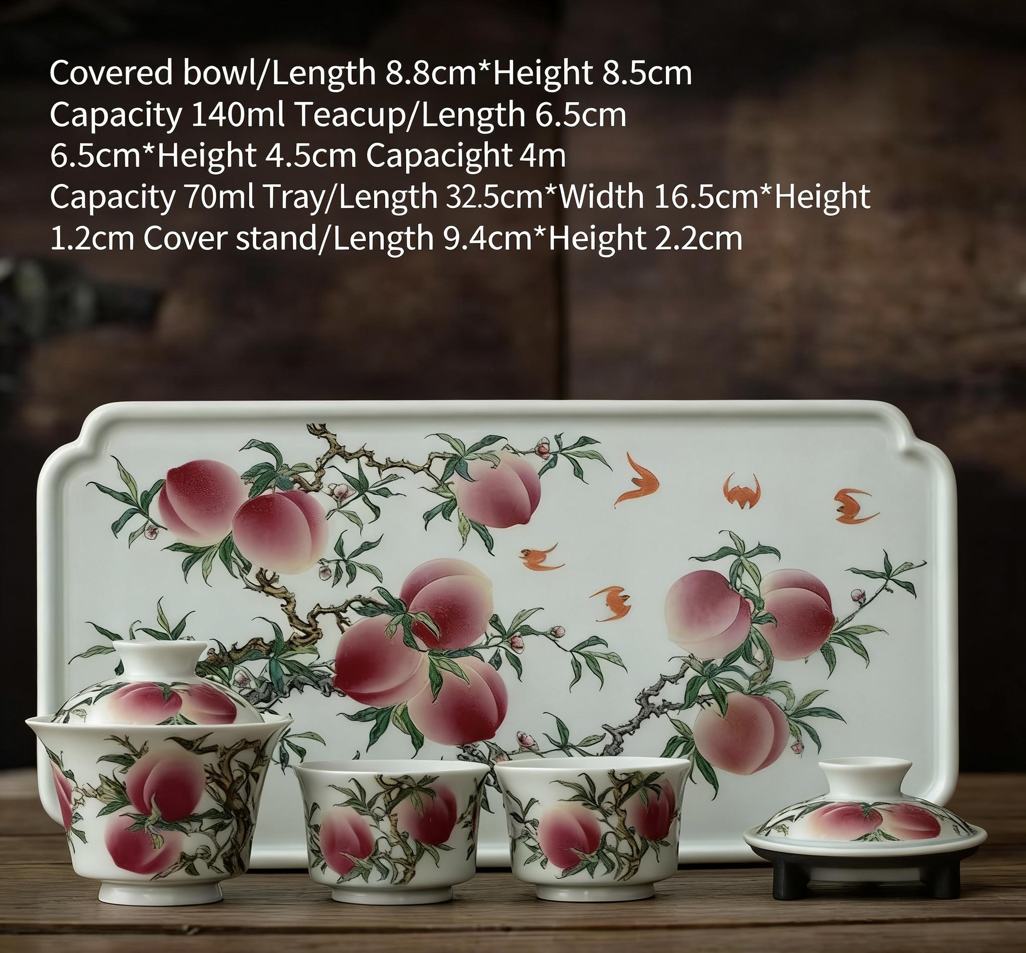 A344. Pastel Nine Peach hoof-shaped ceramic tea cup, high-temperature underglaze finish, master piece