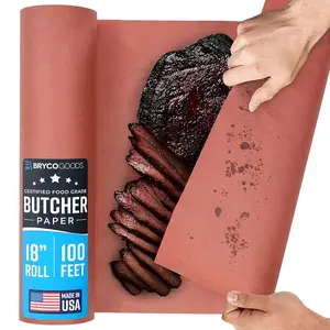 Bryco Goods Pink Butcher Paper Roll - 18 Inch x 100 Feet - Made in USA - Unbleached, Unwaxed & Uncoated - Food-Grade Peach Butcher Paper for Smoker, BBQ, Grilling, Smoking Meat