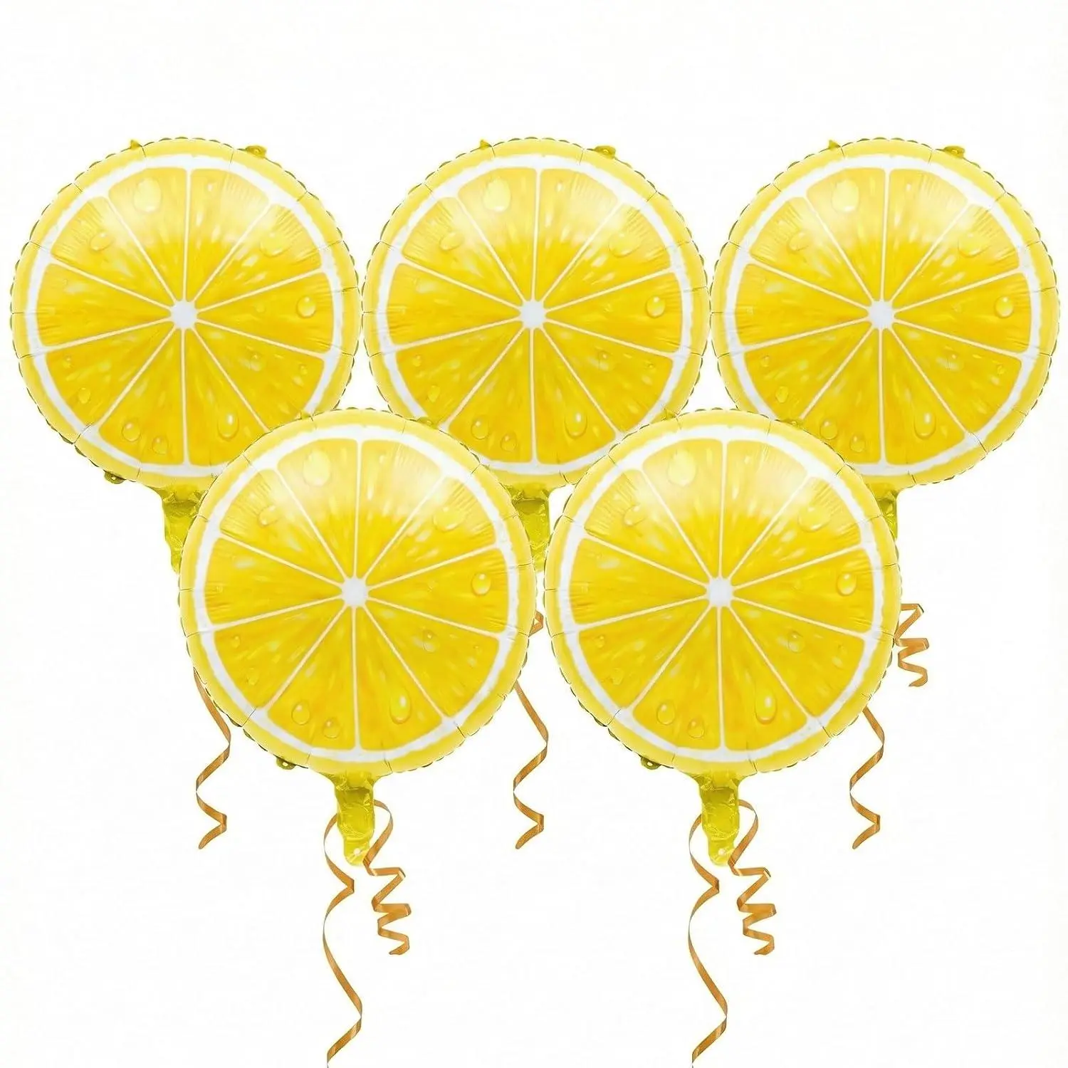 6 Pcs 18" Lemon Foil Balloons, Yellow Citrus Fruit Aluminum Decoration For Amalfi Coast Theme Party, Sliced Lemonade Supplies, Main Squeeze Bridal Summer Baby Shower Decorations