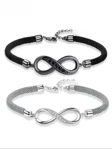 Couple Infinity Knot Bracelet, High-Quality Copper with Zirconia, Adjustable S925 Silver Chain, Perfect Gift for Holidays