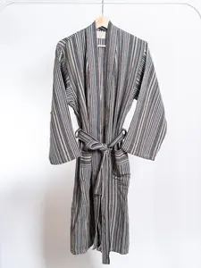 Colorful Striped Loungewear, Lightweight Bathrobe, Boho Linen Cotton Robe, Stripe Bridesmaid Robe, Cozy Duster Coat, Housewarming Gift