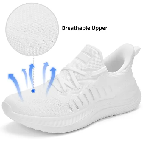 Men's Wide-Width Slip-On Minimalist Sneakers - Super Lightweight, Breathable, Athletic Sports Shoes for Running, Gym, Errands - Men's Casual Footwear, 4-Season Outdoor Trainers, White Training Sneakers for Boys