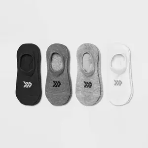 Women's 4pk Front Tab Liner Socks - All In Motion™ White/Heather Gray/Black 4-10