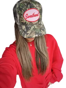 Sweetheart Camo Vintage Hat Stylish Red Cap with Adjustable Snapback