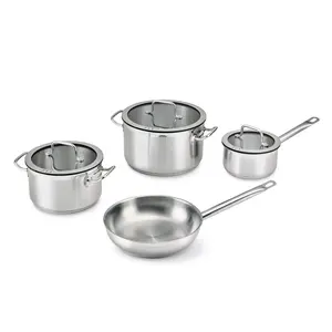 BergHOFF Essentials 7Pc Downdraft 18/10 Stainless Steel Cookware Set BergHOFF Essentials 7Pc Downdraft 18/10 Stainless Steel Cookware Set
