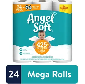 Angel Soft Toilet Paper, 24 Mega Rolls = 96 Regular Rolls, 2-Ply Bath Tissue