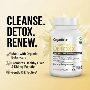 Organixx Kidney & Liver Support Cleanse Supplement, Milk Thistle Reishi Herbal Formula For Digestive Health, Kidney & Liver Health, Sleep & Energy Support, Gluten Free, Non GMO, 60 Vegetarian Capsules