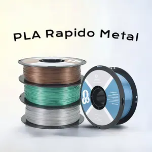 QIDI PLA Rapido Metal Filament 1.75mm, 3D Printer Filament with Metallic Finish, Easy-to-Print High Speed Filament, Tough & Durable, Compatible with Most FDM 3D Printers, 1kg Spool (2.2lbs)