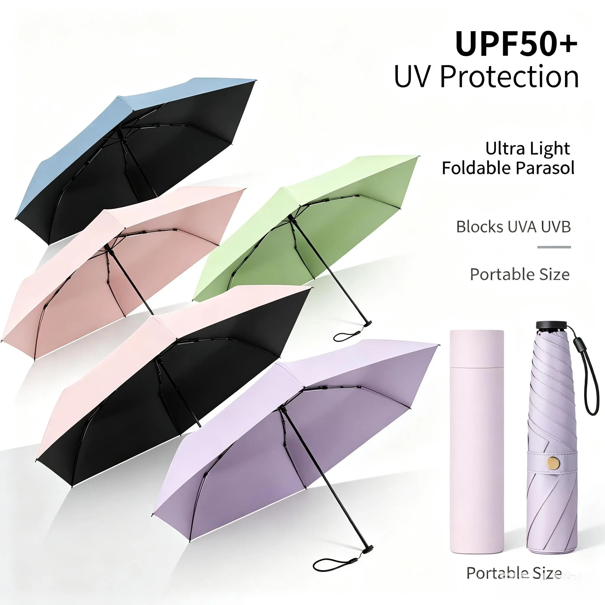 Ultra-Light Pencil Umbrella, Compact UV Protection Sun & Rain Umbrella, Portable Mini Travel Umbrella for Women, Commuting, Car and Everyday Use