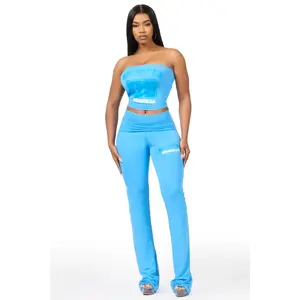 Lareshe Blue Tube Foldover Pant Set