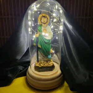 San Judas Tadeo Statue In Globe Saint  Jude With LED Lights 9 Inch Gift Item Decor Religious