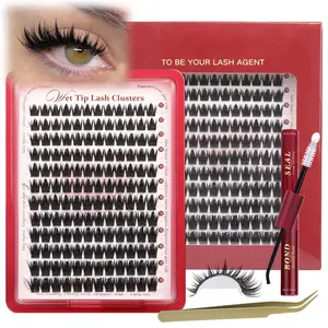 Manga Lash Clusters Kit 12-18mm – Anime Spiky Eyelash Extensions D Curl Volume Cluster Lashes with Bond, Seal & Tweezers, DIY Salon Look Lash Kit