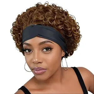 Human Hair Pixie Wig, Best-Selling Brown Short Style with Ice Silk Headband (Fashion Accessories, Human Hair Lace Front Wig)