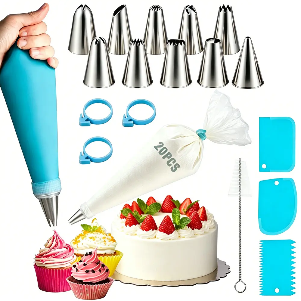 Icing Nozzles Set Beginner Friendly Household Baking Pack, Optional 33/40pc Sizes, Durable Pastry Tools For Wedding And Holiday Homemade Cakes