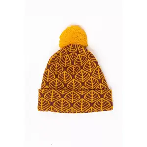 Unisex Crimson Glow Winter Hat with Fleece Lining and Knitted Pattern