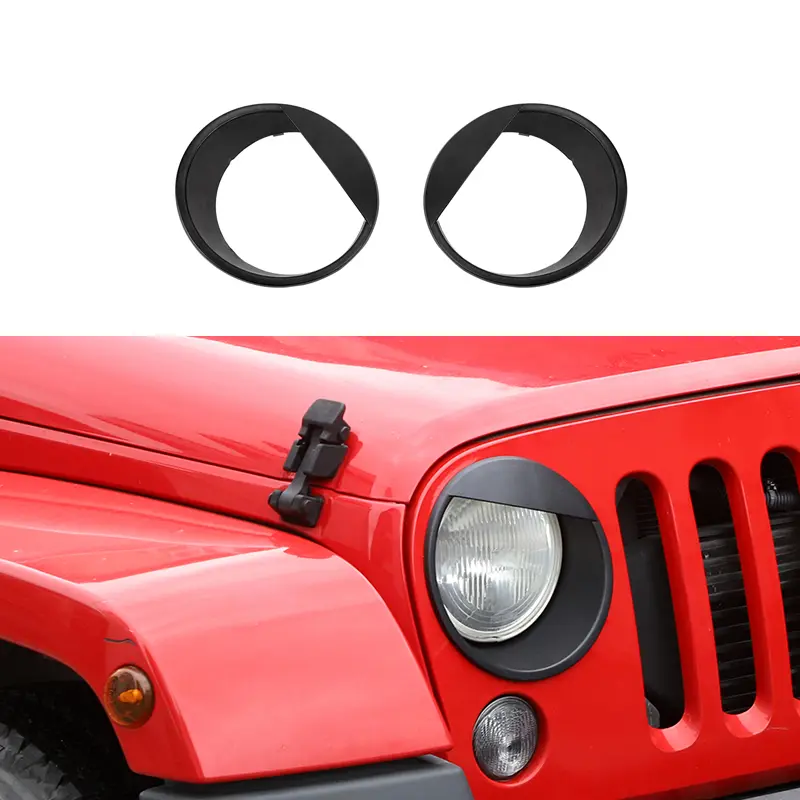 2-Piece Set Angry Bird Style ABS Headlamp Cover Ring Trim, UV-Resistant, Scratch-Proof, DIY-Install Car Accessory for 2007-2017 Jeep Wrangler JK Headlamps