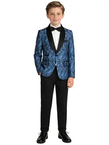 Boys' Junior Gentleman Floral Print Suits Set, Clothing Set, Dance Competition Costume, Dance Performance Attire, School College Style, Holiday Performance Wear, Formal Party Wedding (no Shirt)