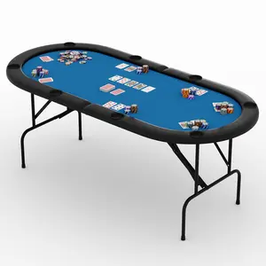 71'' Collapsible Oval Poker Table for 8 Players, Foldable Casino Card Table with Collapsible Legs, Cup Holders & Water-Resistant Cushioned Rail, Portable Texas Holdem & Blackjack Table