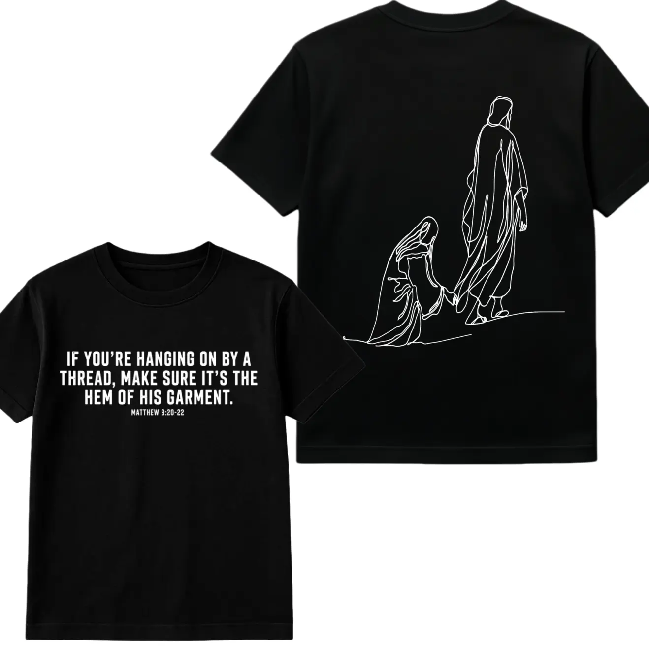 Women's Hang By The Hem Of His Garment Christian Graphic T-Shirt