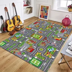 Highway City Traffic-Themed Rugs for Kids Toy Cars Car Play Mat for Boys and Girls Kids Rugs for Playroom Kids Play Rug