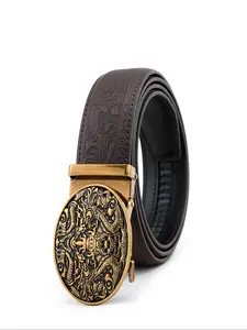 Men's Business Vintage Dragon Pattern Automatic Secure Metal Buckle Belt, Fashion Belt for Party, Daily Clothing Decor, Trendy All-match & Exquisite Belt for Birthday Gift