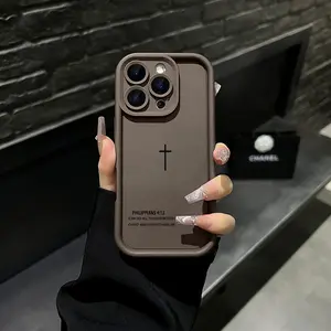 Simple Cross Phone Case - Premium Color Palette for iPhone 17 Pro Max, 16 Pro Max, 15 Pro, 14, 13, 12, 11 Series - Ultra Thin, Shockproof, Lightweight and Durable.