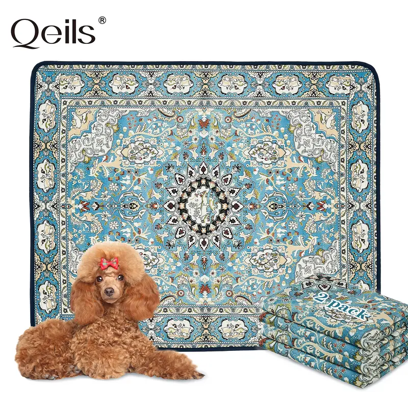 Qeils 36"x41" Washable Potty Training Pad - Super Absorbent, Waterproof, Reusable, Non-Slip Dog Mat for Floors/Crates, Stays Put on Floors, Pet Supplies for Poodles