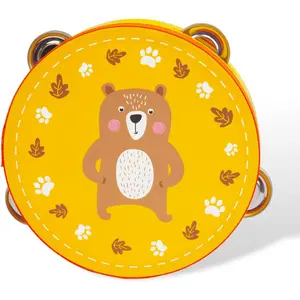 Tambourines Musical Instrument for  and Adults, 6 inch Wooden Hand Held Drum Bell Tamborine with Birch Metal Jingles Percussion Hand Tambourine Educational  for KTV, Party,