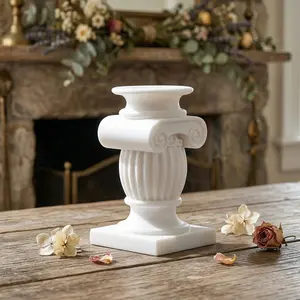 European Style Drum Column Sculpture, Church Decoration, Candle Holder Base, Festival Decor, Home Living Room Desk Decor, Wedding Decor